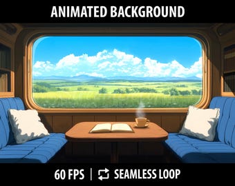 Cozy Vtuber Background with Train Cabin | Relaxing Stream Background for Twitch Overlays | Vtuber Asset | Anime Desktop Wallpaper