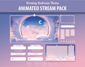 Dreamy Pink Stream Package | Cute Stream Overlay for Twitch | Panels, Alerts, Chatbox, Webcam, Banner, Stream Screens | Vtuber Overlay Pack