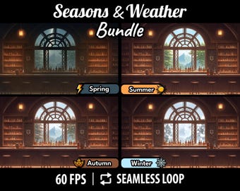 Animated Backgrounds with Old Tavern - Seasons and Weather Bundle | Stream Backgrounds for Twitch | Vtuber Room | Cozy Desktop Wallpapers