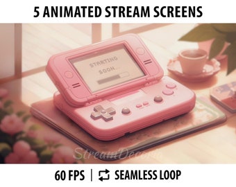 Animated Starting Soon Screen for Twitch | BRB Screen | Stream Ending Screen | Animated Stream Screens Pack | Cozy Retro Gaming Console