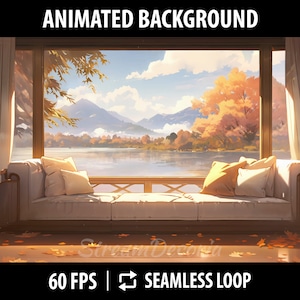 Autumn Vtuber Background Animated | Animated Stream Background for Twitch | Vtuber Room | Vtuber Assets | Fall Bedroom