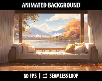 Autumn Vtuber Background Animated | Animated Stream Background for Twitch | Vtuber Room | Vtuber Assets | Fall Bedroom