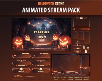 Halloween Stream Package | Animated Stream Overlay for Twitch | Panels, Alerts, Chatbox, Webcam, Dark Stream Screens | Vtuber Overlay Pack