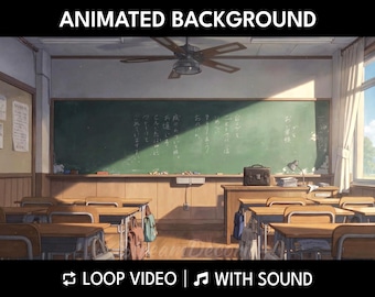 Anime Classroom VTuber Background with Sound | Cozy School Animated Scene for Twitch Streamers