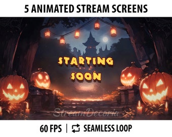 Animated Starting Soon Screen Halloween | Animated Screens Pack for Twitch | BRB Screen | Offline Screen