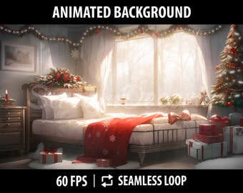 Christmas Vtuber Background | Animated Stream Background for Twitch | Desktop Wallpaper | Vtuber Bedroom With A Winter View