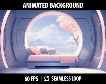Vtuber Background Animated | Vtuber Bedroom | Pngtuber Stream Background | Anime Desktop Wallpaper | Sakura Purple Vtuber Room