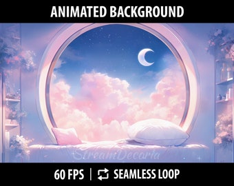 Vtuber Background Animated | Stream Background for Twitch | Vtuber Room | Vtuber Stream Design | Vtuber Assets | Dreamy Vtuber Bedroom