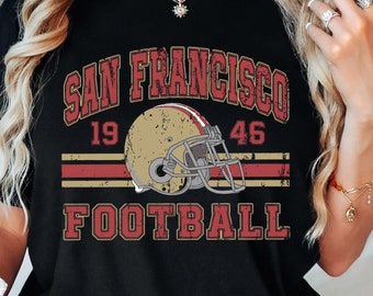 Distressed San Francisco Football Shirt, SF Football Retro Niners Shirt, Gift for 49ers Football Fan, San Fran 49ers, Gift, Super Bowl,Game