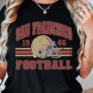 Distressed San Francisco Football Shirt, SF Football Retro Niners Shirt, Gift for 49ers Football Fan, San Fran 49ers, Gift, Super Bowl,Game