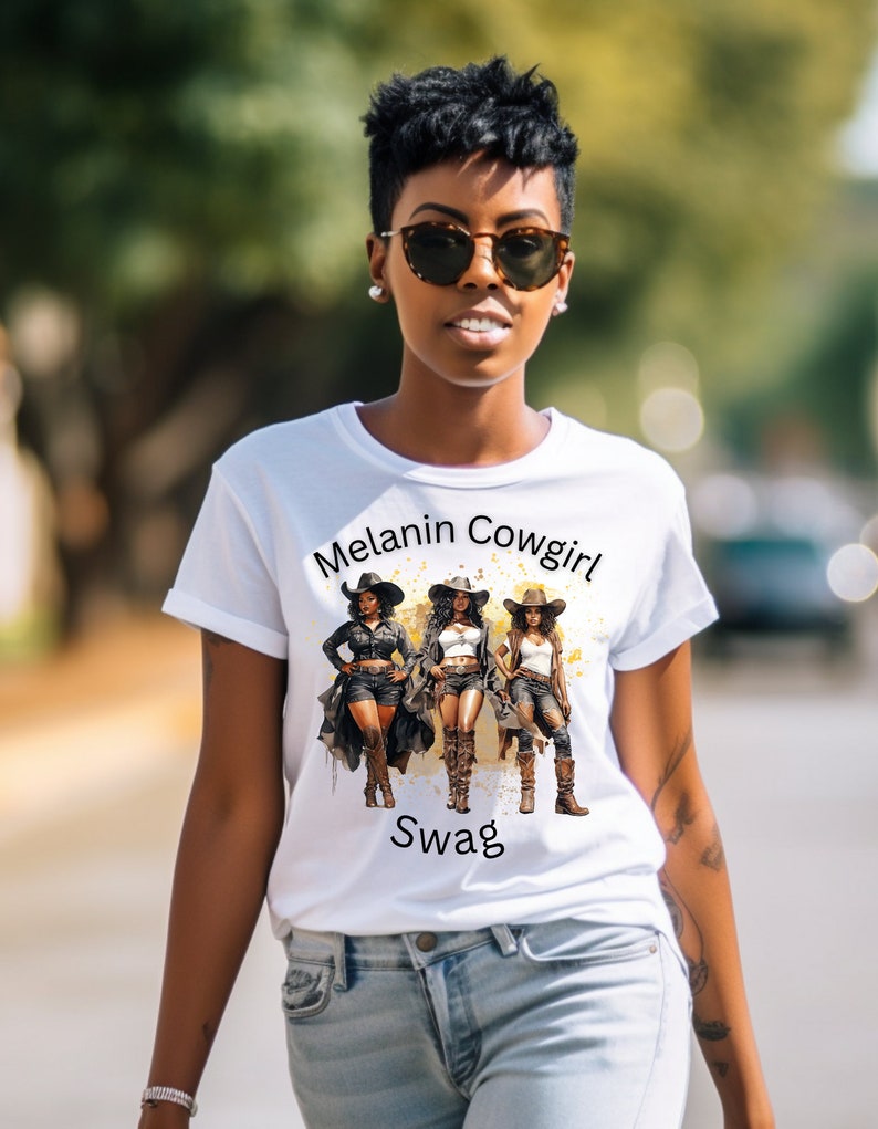 Melanin Cowgirls Shirt Adult Unisex African American Western Attire Texas Girl Rodeo Style Melanin Woman Black Rodeo Bild 3