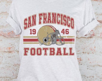 Distressed San Francisco Football Shirt, SF Football Retro Niners Shirt, Gift for 49ers Football Fan, San Fran 49ers, Gift, Super Bowl,Game