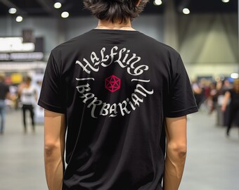 Halfling Barbarian T-Shirt: DnD D20 Gamer Tee