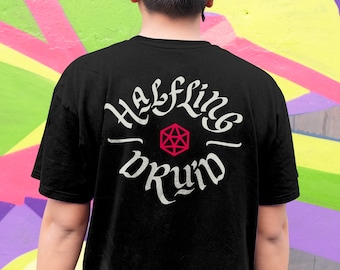 Halfling Druid D&D T-Shirt: D20 Dice Gamer Tee