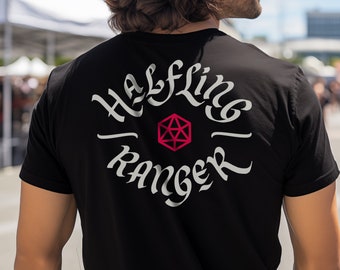 Halfling Ranger T-Shirt: DnD D20 Dice Gamer Tee
