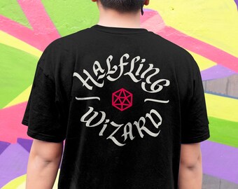 Halfling Wizard T-Shirt: D&D D20 Dice Gamer Tee