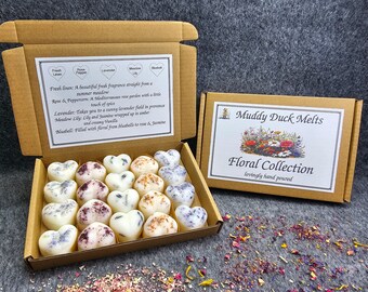 Floral Collection of 20 heart wax melts gift box