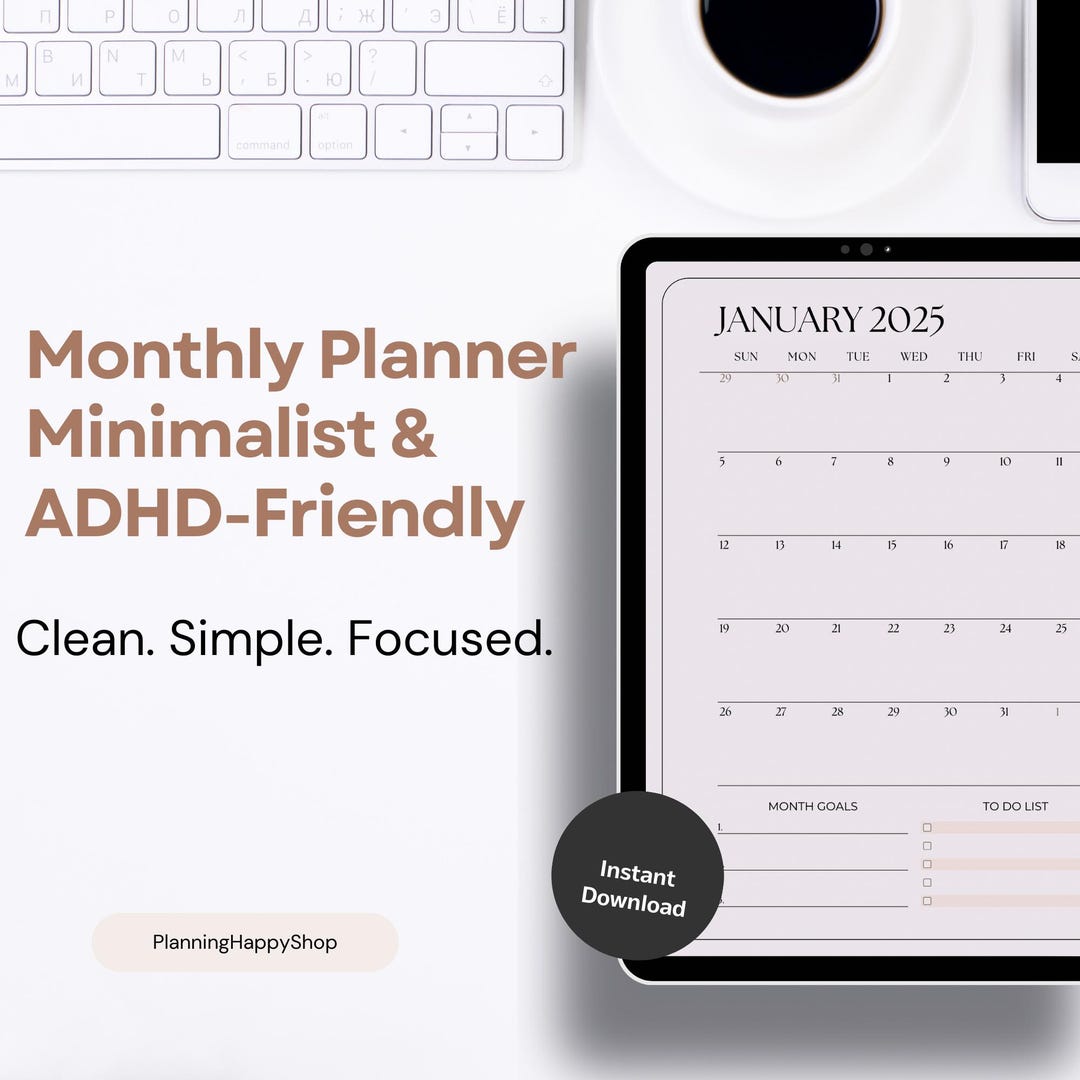 ADHD Monthly Planner – Printable Monthly Calendar PDF | A5 & Letter ...