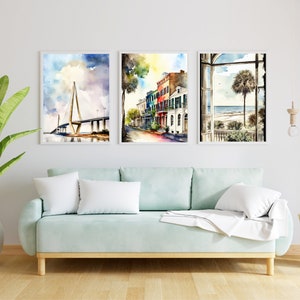 20 Set Charleston South Carolina Watercolor Paintings, Digital Download, Printable Wall Art, Beach & Coastal Scenes, Southern Decor