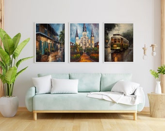 24 Set New Orleans Oil Paintings, Digital Download, Printable Wall Art, Louisiana Cityscape, Southern Decor, Instant Art Collection