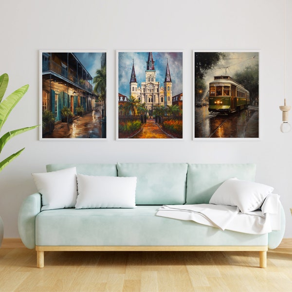 24 Set New Orleans Oil Paintings, Digital Download, Printable Wall Art, Louisiana Cityscape, Southern Decor, Instant Art Collection
