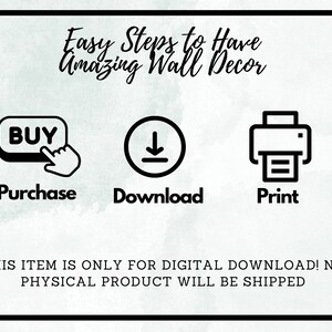 Op de afbeelding: Eenvoudige stappen om een ​​verbazingwekkende wanddecoratie te hebben. Koop, download en print. Dit item is alleen voor digitale download! Er wordt geen fysiek product verzonden.