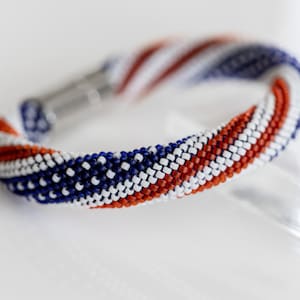 USA Flag bracelet, Handmade Bracelet, Bead crochet bracelet, Beaded bracelet , Unique bracelet, 4th of July  gift,  American Flag Bracelet
