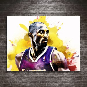 PixonSign Canvas Print Wall Art Graphic Kobe Bryant Basketball Player  Graffiti & Street Art Comics Digital Art Modern Art Bohemian Portrait Fun  Multicolor Ultra for Living Room, Bedroom - 12x18 