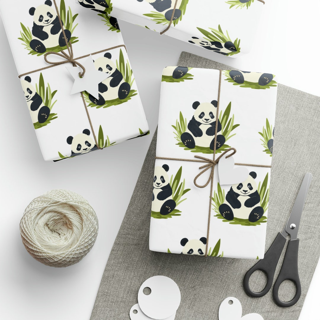Panda Wrapping Cute Panda Custom Design Wrapping Paper Wildlife Animal Lovers Kis ...