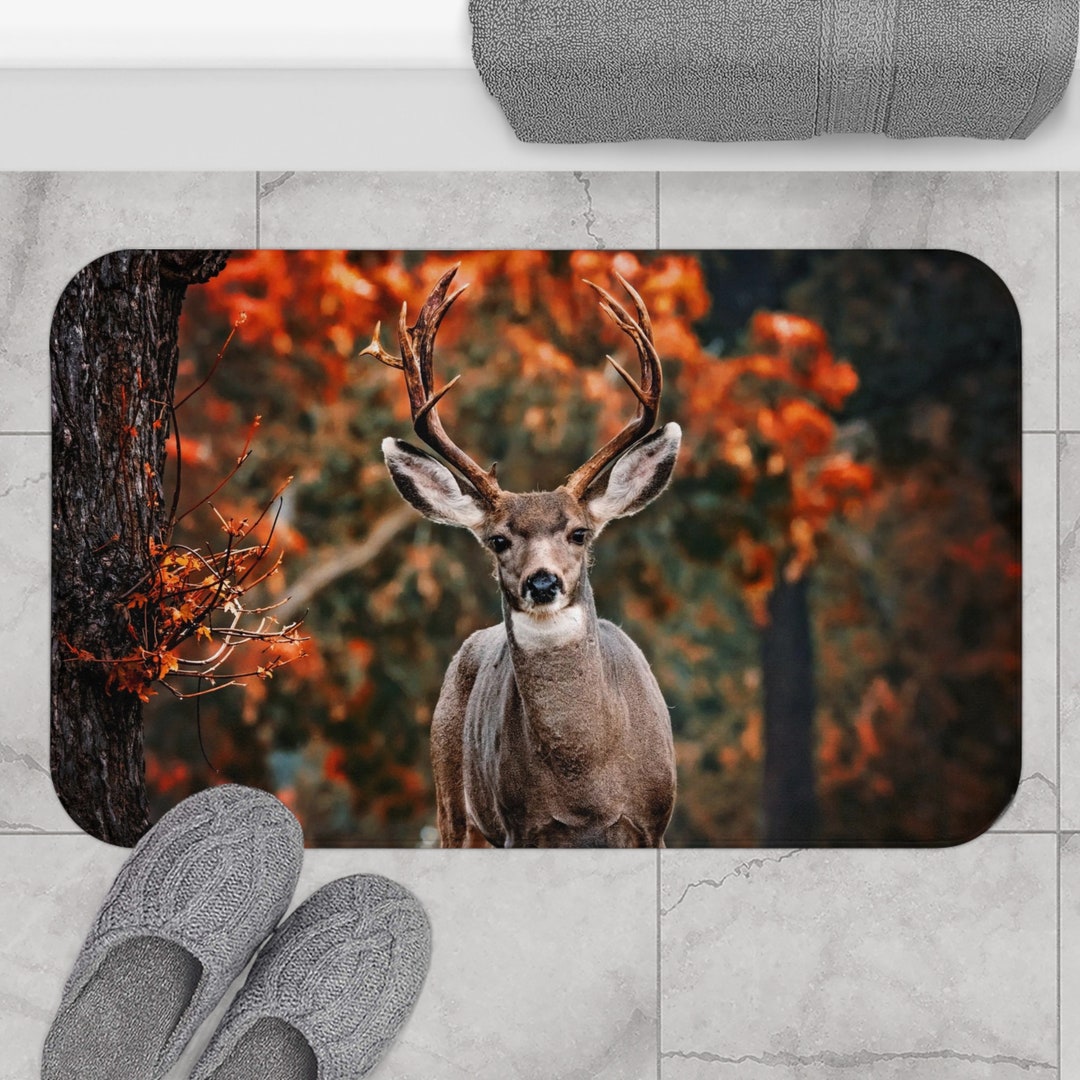 Buck Deer Custom Design Bath Mat Wildlife Lovers Hunter Hunting