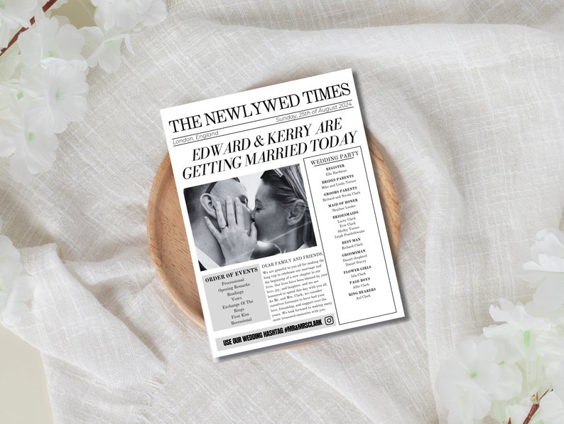 Personalized Wedding Newspaper Template Customizable & Memorable