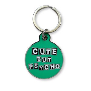 Custom Dog Tag Personalized Pet ID Laser Engraved Name Tag Cute But Psycho Funny Dog Gift
