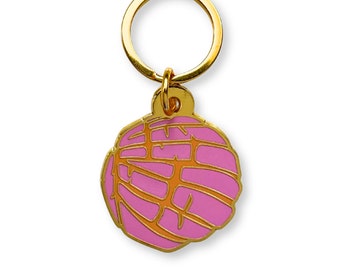 Custom Enamel Pink Concha Dog Tag: Personalized Pet ID