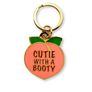 Custom Dog Tag Personalized Pet ID Laser Engraved Name Tag Gold Funny Cutie With a Booty Dog Gift