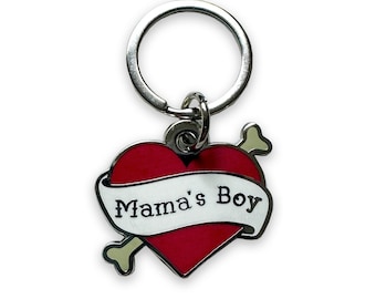 Custom Dog Tag Personalized Pet ID Laser Engraved Name Tag Mama’s Boy in Silver Adorable Dog Gift