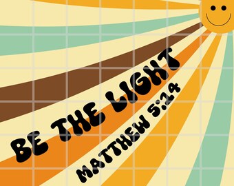 Retro Christian PNG, Be the Light Matthew 5:14 (Digital Download)