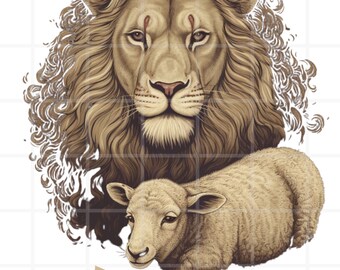 León y Cordero Cristiano PNG: Él es, Diseño de Sublimación (Descarga Digital)
