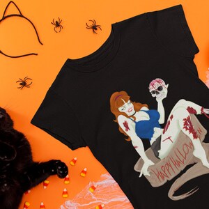 Spooky Halloween T-Shirt | Gifts For Halloween | Zombie Woman | Dark Graphic T-Shirt | Unisex - Men & Women&#39;s Tee | Goth | ZomBAE
