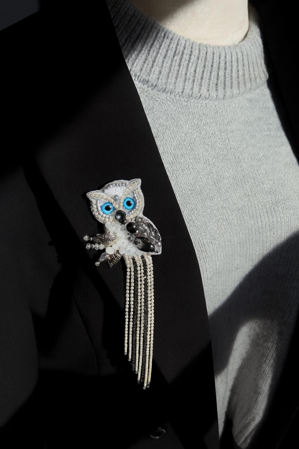 Handmade Beaded Owl Brooch – Elegant Statement Accessory