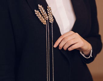 Elegant Gold wheat Brooch - Minimalist nature - Inspired Jewelry