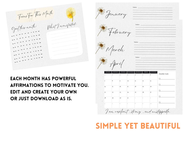 2024 Manifest Calendar Template for Canva and Download (Download Now