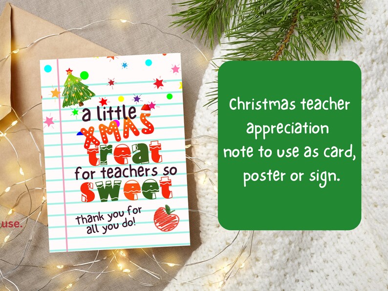 PRINTABLE Christmas Teacher Appreciation Note, Teacher Appreciation ...