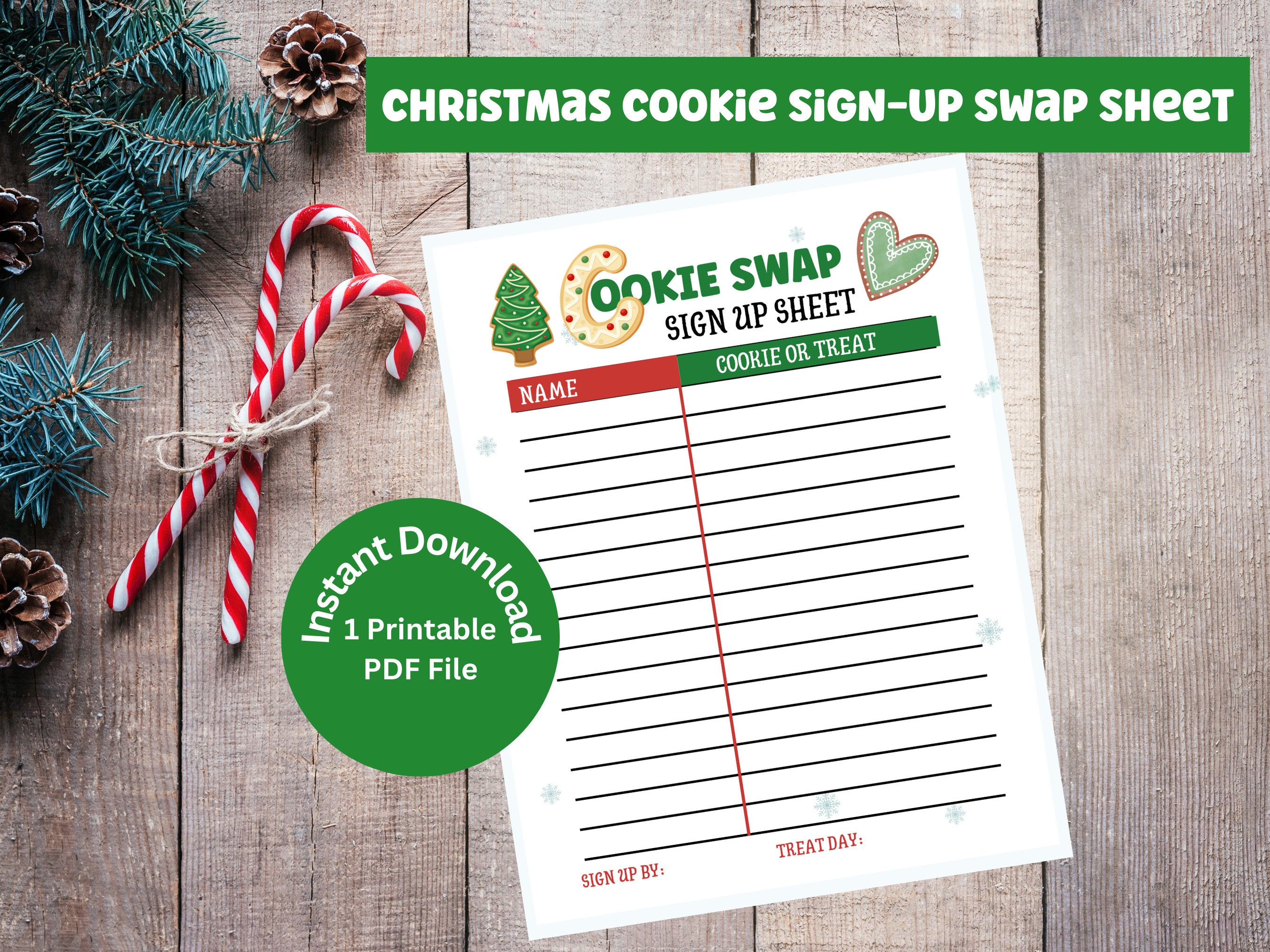 Christmas Cookie Exchange Sign up Sheet, Christmas Baking Exchange Sign Christmas Cookie Exchange Sign up Sheet, Christmas Baking Exchange Sign