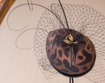 Leopard print Fascinator.