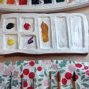 Handmade Ceramic Painting Palette - Rectangular