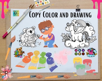 Colorful Drawing Art Class Coloring Animals Worksheet