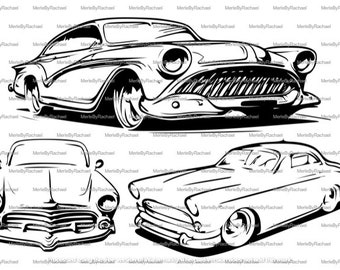 Classic Car Bundle of 3 Vector SVG Images | Digital Download | Vintage Automobile Graphics | Inkscape | Cricut | Laser Engraving | Carving