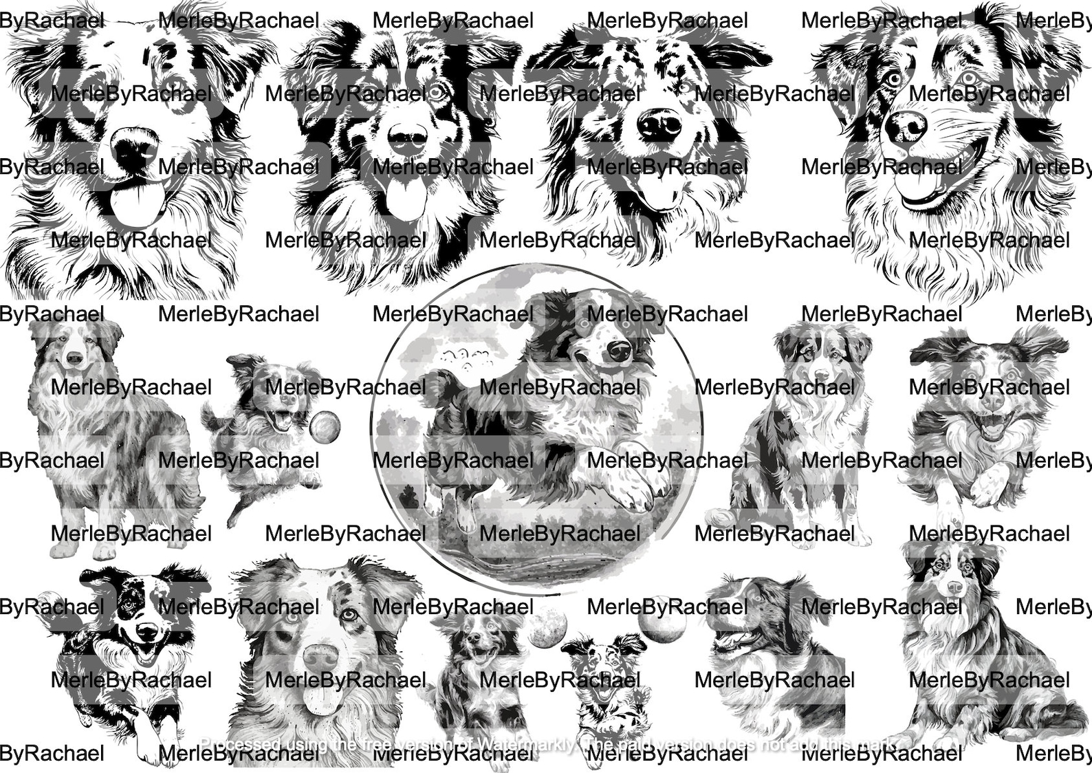 Dog Inkscape Australian Shepherd Bundle Vector SVG Images | Digital Download | Dog ...