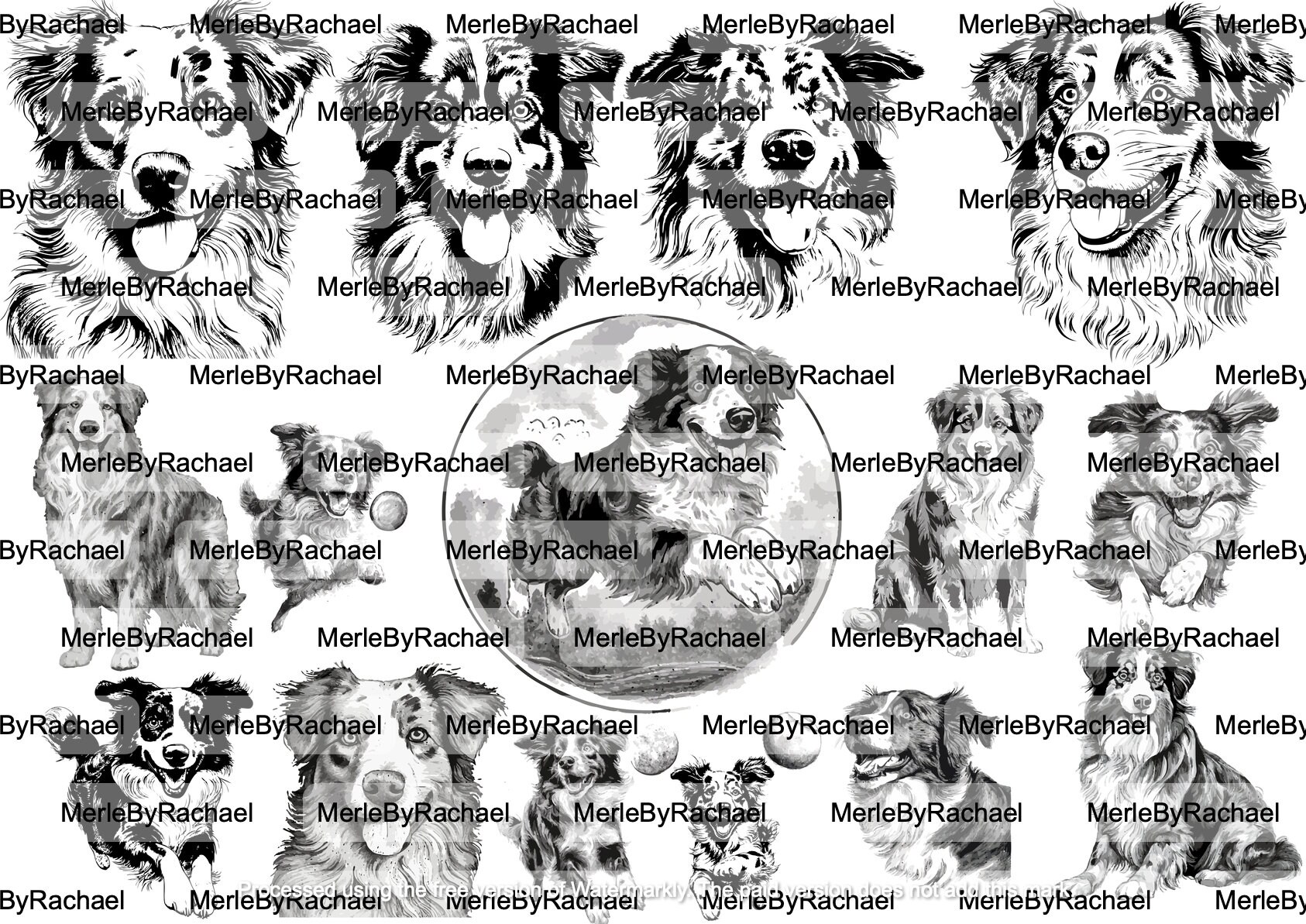 Australian Shepherd Bundle Vector SVG Images | Digital Download | Dog Breed Graphics | High-Quality Graphics | Inkscape | Laser Engraving