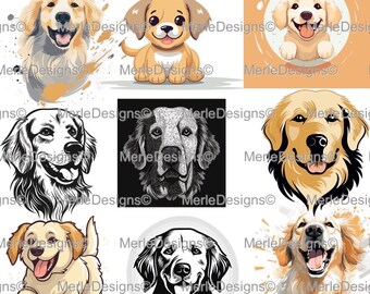 Golden Retriever Dog Bundle Vector Images Digital Download Dog Breed Graphics High-Quality Graphics SVG Eps Dxf Design for Laser Engraving